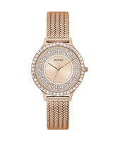 Shop Guess Soiree Diamonds Rose Gold Dial Rose Gold Mesh Bracelet Watch for Women - GW0402L3 in USA