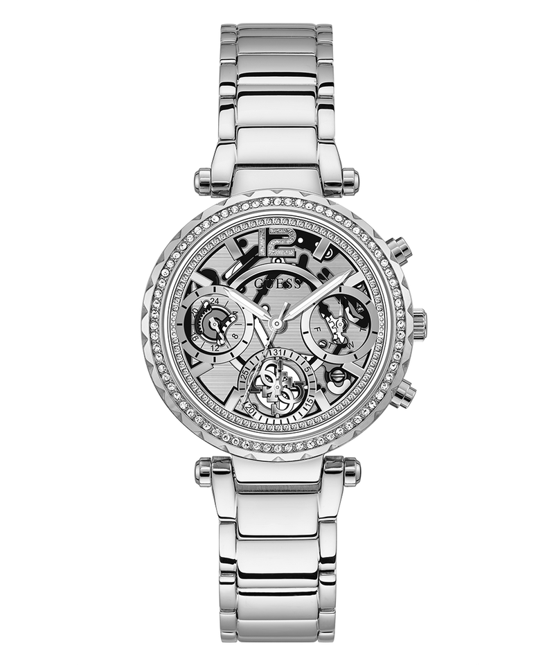 Guess Solstice Diamonds Silver Dial Silver Steel Strap Watch for Women - GW0403L1 Buy Now By Guess