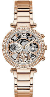 Guess Solstice Diamonds Rose Gold Dial Rose Gold Steel Strap Watch for Women - GW0403L3 Buy Now By Guess