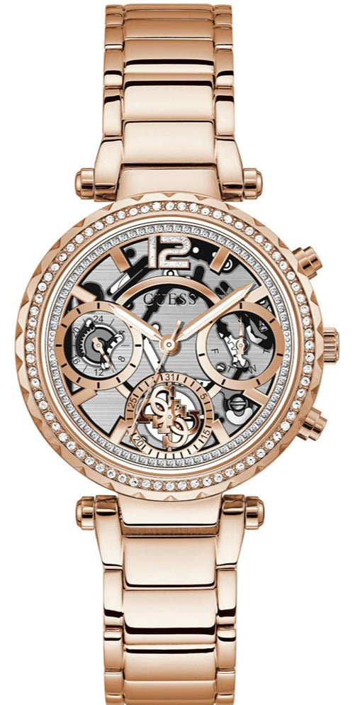 Guess Solstice Diamonds Rose Gold Dial Rose Gold Steel Strap Watch for Women - GW0403L3 Buy Now By Guess