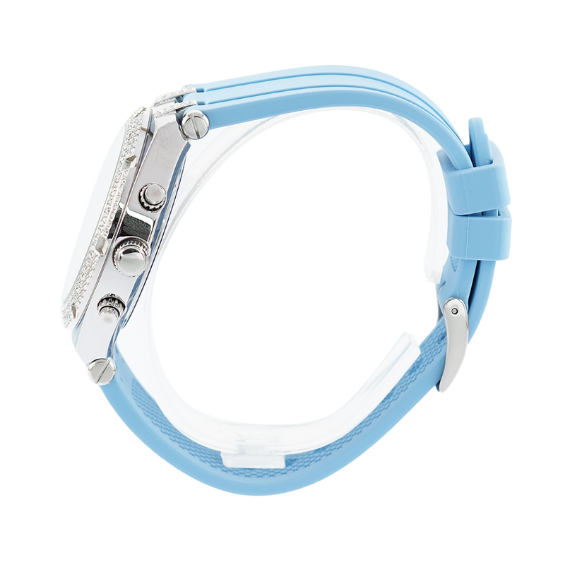 Guess Heiress Diamonds Blue Dial Blue Rubber Strap Watch for Women - GW0407L1 Buy Now By Guess