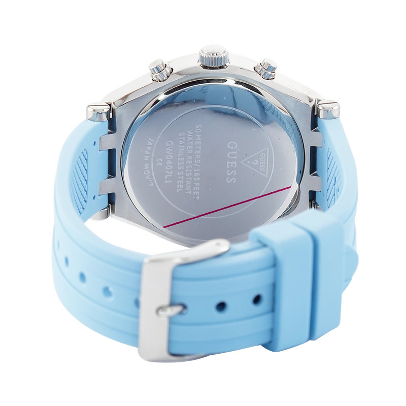 Guess Heiress Diamonds Blue Dial Blue Rubber Strap Watch for Women - GW0407L1 Buy Now By Guess