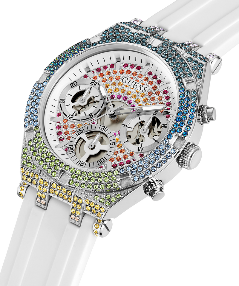 Guess Glitz Pride Limited Edition White Dial White Rubber Strap Watch for Women - GW0407L4 Buy Now By Guess