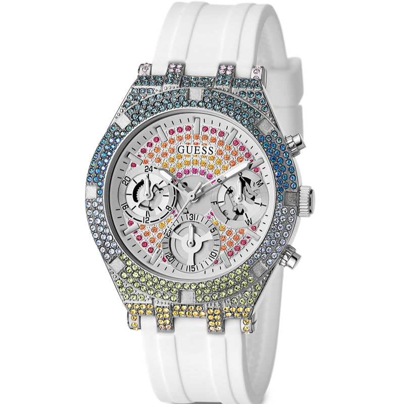 Guess Glitz Pride Limited Edition White Dial White Rubber Strap Watch for Women - GW0407L4 Buy Now By Guess