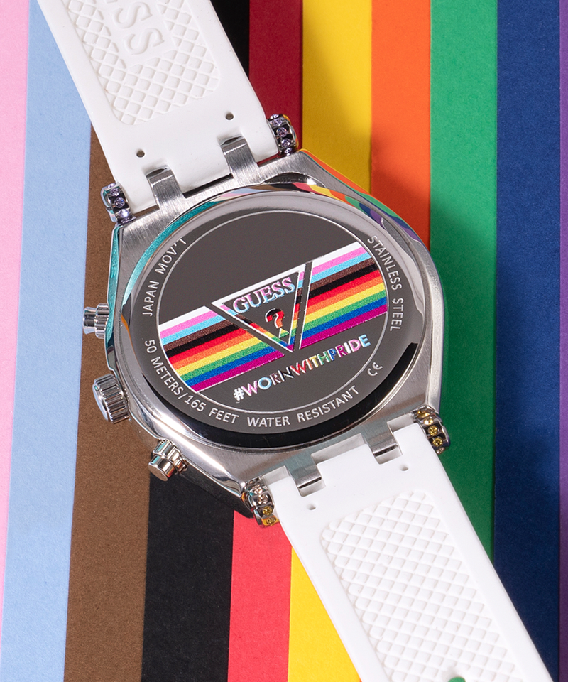 Guess Glitz Pride Limited Edition White Dial White Rubber Strap Watch for Women - GW0407L4 Buy Now By Guess