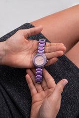 Shop Guess Crown Jewel Diamonds Purple Dial Purple Steel Strap Watch for Women - GW0410L4 in USA