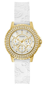 Guess Crown Jewel Multifunction Diamonds White Dial White Leather Strap Watch for Women - GW0411L1 Buy Now By Guess