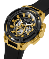 Guess Matrix Multifunction Gold Dial Black Rubber Strap Watch For Men - GW0423G2 Buy Now By Guess