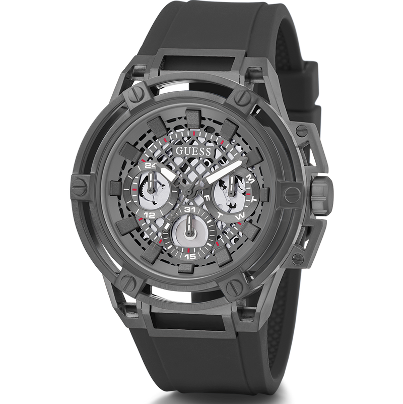 Guess Matrix Multifunction Grey Dial Grey Rubber Strap Watch for Men - GW0423G3 Buy Now By Guess