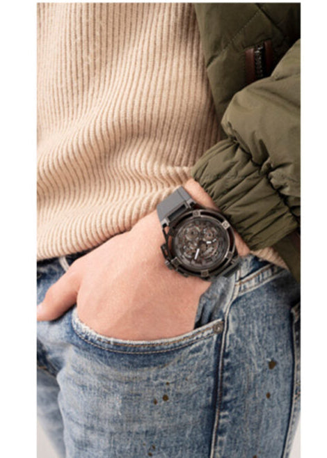 Guess Matrix Multifunction Grey Dial Grey Rubber Strap Watch for Men - GW0423G3 Buy Now By Guess