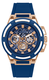 Guess Matrix Multifunction Blue Dial Blue Rubber Strap Watch for Men - GW0423G4 Buy Now By Guess