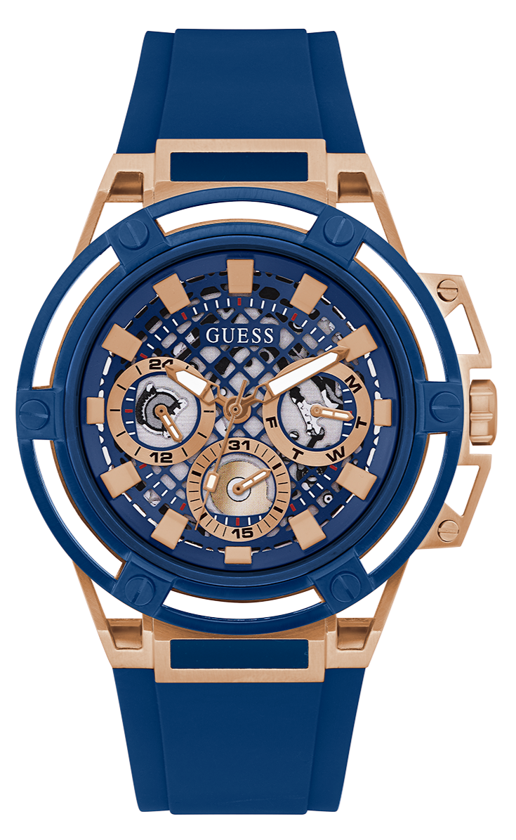 Guess Matrix Multifunction Blue Dial Blue Rubber Strap Watch for Men - GW0423G4 Buy Now By Guess