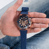 Guess Matrix Multifunction Blue Dial Blue Rubber Strap Watch For Men - GW0423G1 Buy Now By Guess