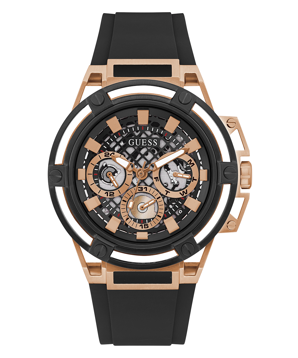 Guess Matrix Multifunction Black Dial Black Rubber Strap Watch For Men - GW0423G5