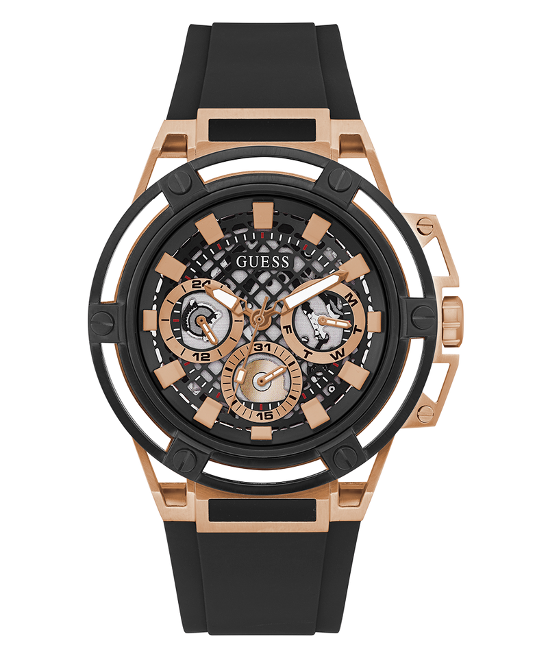 Guess Matrix Multifunction Black Dial Black Rubber Strap Watch For Men - GW0423G5 Buy Now By Guess