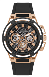 Guess Matrix Multifunction Black Dial Black Rubber Strap Watch For Men - GW0423G5 Buy Now By Guess