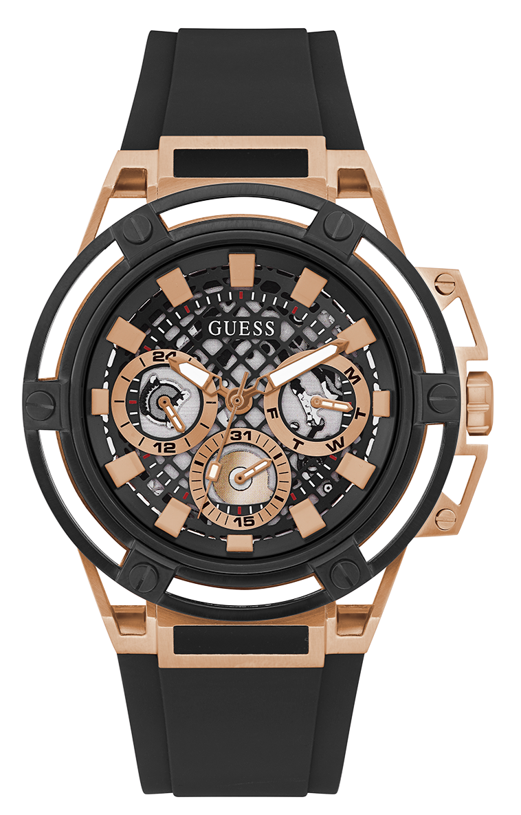 Guess Matrix Multifunction Black Dial Black Rubber Strap Watch For Men - GW0423G5 Buy Now By Guess