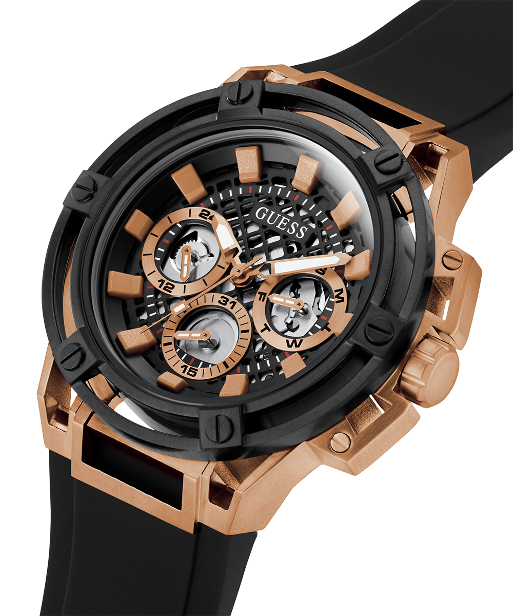 Guess Matrix Multifunction Black Dial Black Rubber Strap Watch For Men - GW0423G5