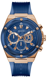 Shop Guess Poseidon Chronograph Blue Dial Blue Silicone Strap Watch For Men - GW0425G3 in USA