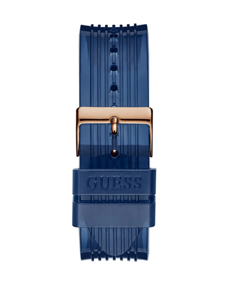 Shop Guess Poseidon Chronograph Blue Dial Blue Silicone Strap Watch For Men - GW0425G3 in USA