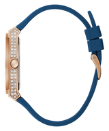 Guess Multifunction Crystals Rose Gold Dial Blue Rubber Strap Watch For Women - GW0439L4 Buy Now By Guess