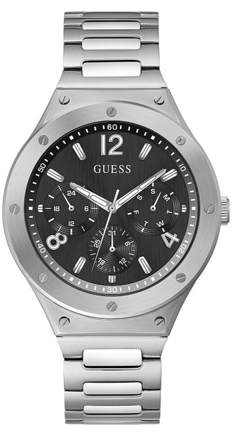 Shop Guess Scope Black Dial Silver Steel Strap Watch for Men - GW0454G1 in USA