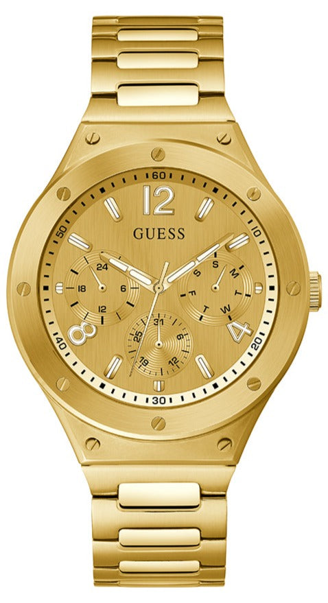 Shop Guess Scope Gold Dial Gold Steel Strap Watch for Men - GW0454G2 in USA