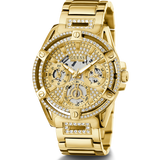 Shop Guess Queen Quartz Gold Dial Gold Steel Strap Watch For Women - GW0464L2 in USA