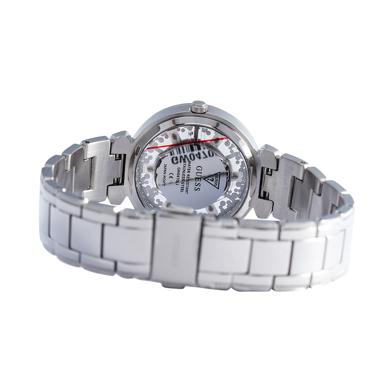 Guess Night Life Clear Silver Dial Silver Steel Strap Watch for Women - GW0470L1 Buy Now By Guess