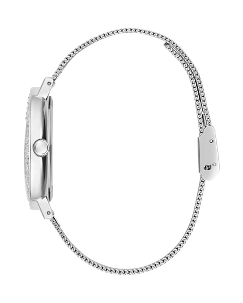 Guess Iconic Diamonds Silver Dial Silver Mesh Bracelet Watch For Women - GW0477L1 Buy Now By Guess
