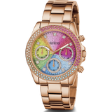 Guess Confetti Multifunction Multicolor Dial Rose Gold Steel Strap Watch For Women - GW0483L3 Buy Now By Guess