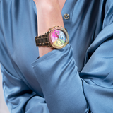 Guess Confetti Chronograph Rainbow Dial Gold Steel Strap Watch For Women - GW0483L4 Buy Now By Guess