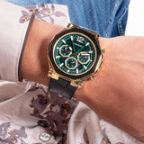 Guess Edge Chronograph Green Dial Black Leather Strap Watch For Men - GW0492G3 Buy Now By Guess