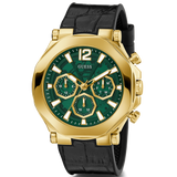 Guess Edge Chronograph Green Dial Black Leather Strap Watch For Men - GW0492G3 Buy Now By Guess
