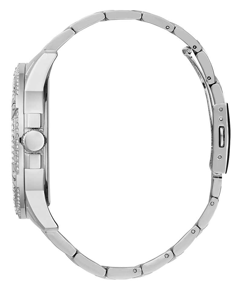 Guess King Quartz Silver Dial Silver Steel Strap Watch For Men - GW0497G1 Buy Now By Guess