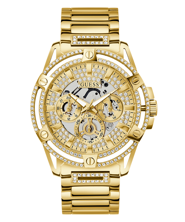 Shop Guess Queen Quartz Gold Dial Gold Steel Strap Watch For Men - GW0497G2 in USA