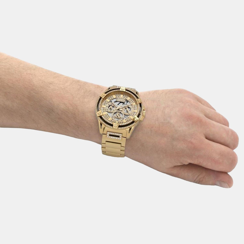 Guess Queen Quartz Gold Dial Gold Steel Strap Watch For Men - GW0497G2 Buy Now By Guess