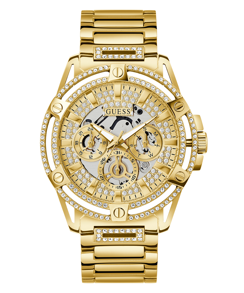 Guess Queen Quartz Gold Dial Gold Steel Strap Watch For Men - GW0497G2 Buy Now By Guess