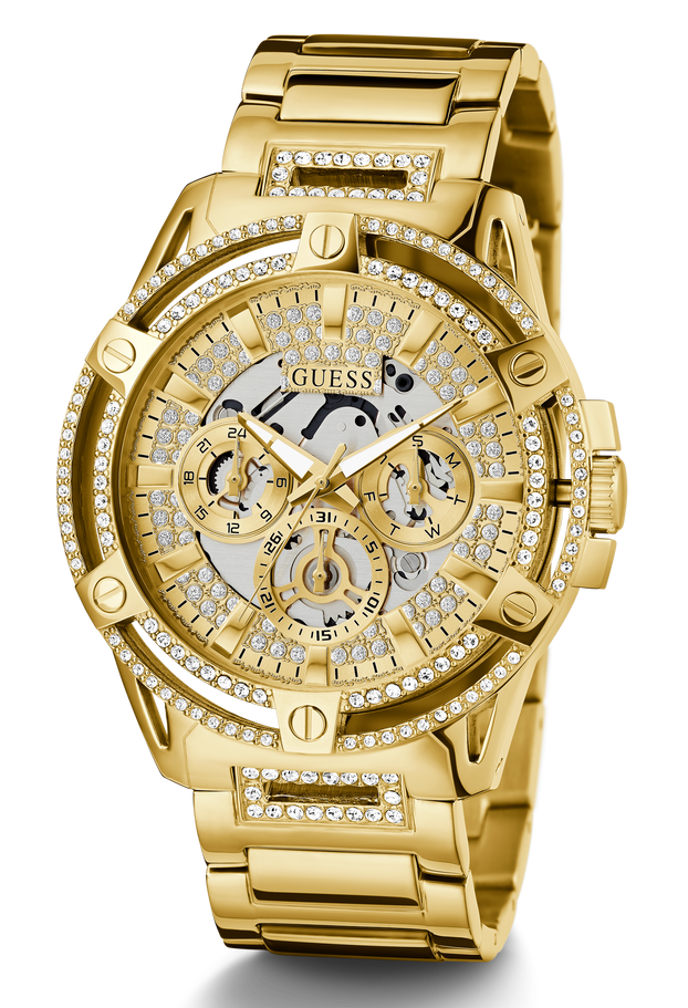 Guess Queen Quartz Gold Dial Gold Steel Strap Watch For Men - GW0497G2 Buy Now By Guess