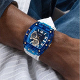 Guess Phoenix Multifunction Blue Dial White Rubber Strap Watch for Men - GW0499G6 Buy Now By Guess