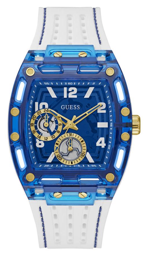 Shop Guess Phoenix Analog Blue Dial White Silicone Strap Watch For Men - GE0499G6 in USA