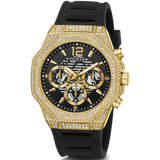 Guess Momentum Chronograph Diamonds Black Dial Black Silicone Strap Watch For Men - GW0518G2 Buy Now By Guess