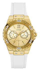 Guess Multifunction Gold Dial White Rubber Strap Watch for Women - GW0519L2 Buy Now By Guess