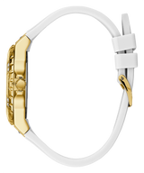 Guess Multifunction Gold Dial White Rubber Strap Watch for Women - GW0519L2 Buy Now By Guess
