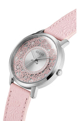 Guess Dahlia Analog Silver Dial Pink Leather Strap Watch for Women - GW0529L1 Buy Now By Guess