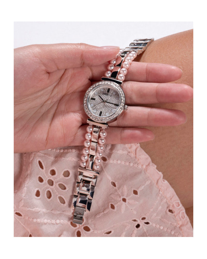 Guess Gala Diamonds Silver Dial Two Tone Steel Strap Watch for Women - GW0531L1 Buy Now By Guess