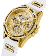 Guess Queen Quartz Gold Dial White Silicone Strap Watch For Women - GW0536L2 Buy Now By Guess