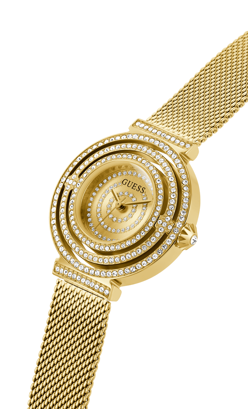 Guess Dream Quartz Gold Dial Gold Mesh Strap Watch For Women - GW0550L2 Buy Now By Guess