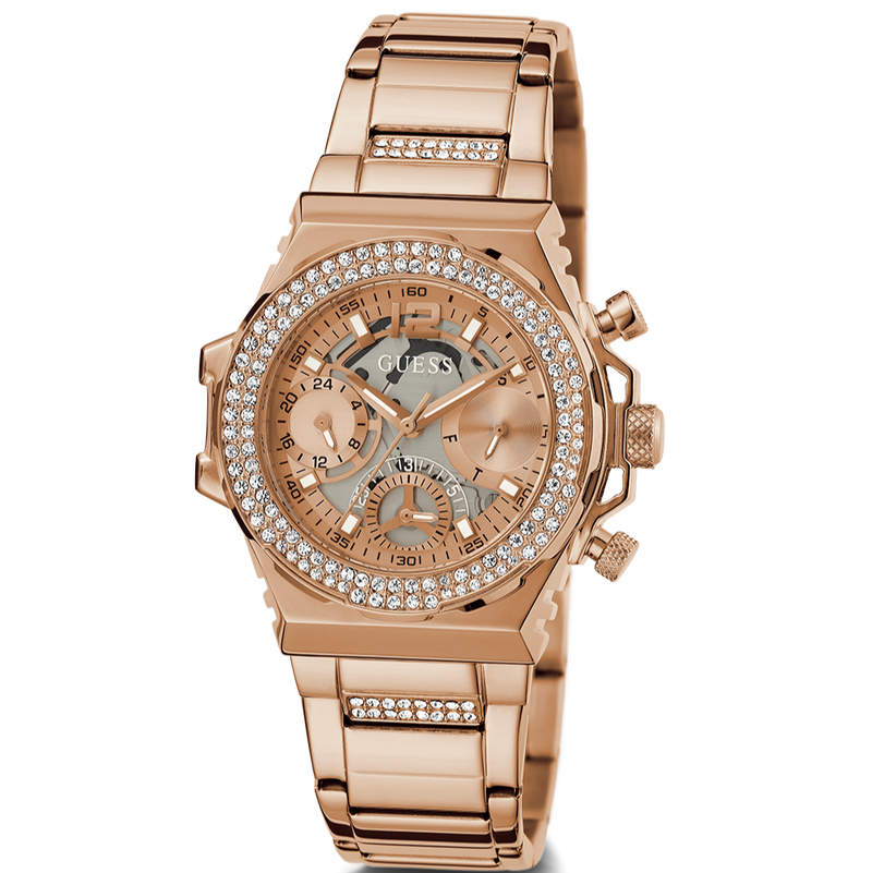 Guess Fusion Chronograph Rose Gold Dial Rose Gold Steel Strap Watch for Women - GW0552L3 Buy Now By Guess