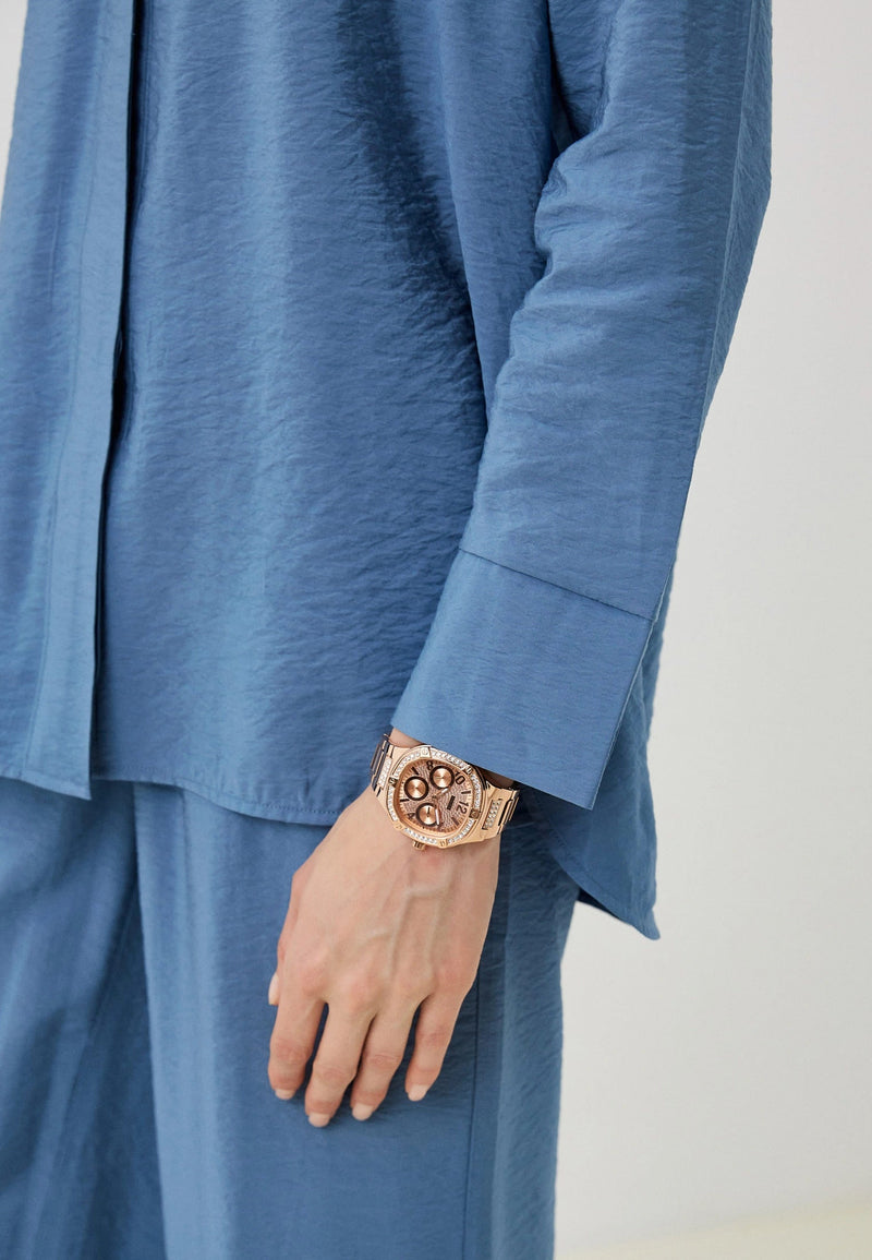 Guess Duchees Quartz Rose Gold Dial Rose Gold Steel Strap Watch For Women - GW0558L3 Buy Now By Guess